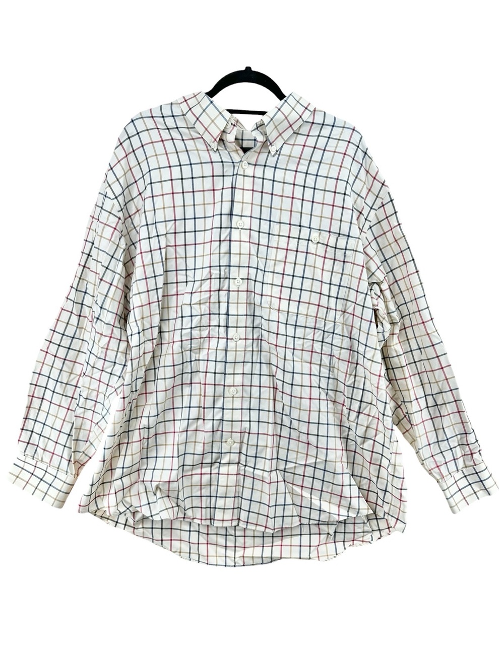 Orvis tattersall check button up long sleeve shirt men’s size XXL 100% cotton